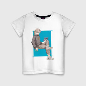 Детская футболка хлопок с принтом Современный Альбедо в Тюмени, 100% хлопок | круглый вырез горловины, полуприлегающий силуэт, длина до линии бедер | альбедо | арт | блондин | милый парень | рисунок