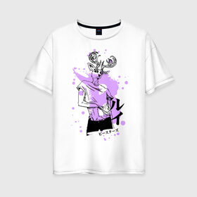 Женская футболка хлопок Oversize с принтом BEASTARS Луи в Тюмени, 100% хлопок | свободный крой, круглый ворот, спущенный рукав, длина до линии бедер
 | anime | beastars | louis | manga | аниме | выдающиеся звери | луи | манга | олень