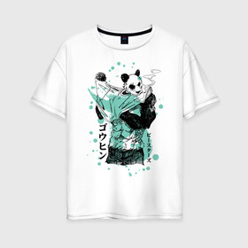 Женская футболка хлопок Oversize с принтом BEASTARS Гохин в Тюмени, 100% хлопок | свободный крой, круглый ворот, спущенный рукав, длина до линии бедер
 | anime | beastars | gouhin | manga | аниме | выдающиеся звери | гохин | манга | панда