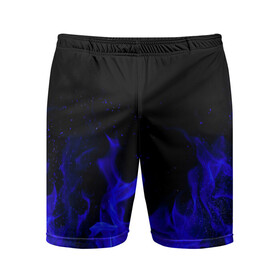 Мужские шорты спортивные с принтом Синий Огонь в Тюмени,  |  | fire | flame | неон | огонь | пламя