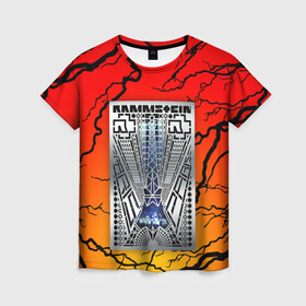 Женская футболка 3D с принтом RAMMSTEIN в Тюмени, 100% полиэфир ( синтетическое хлопкоподобное полотно) | прямой крой, круглый вырез горловины, длина до линии бедер | du hast | mein herz brennt | music. | ohne dich | rammstein | rock | till lindemann | музыка | рамштайн | рок | тилль линдеманн