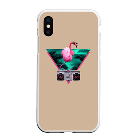 Чехол для iPhone XS Max матовый с принтом Фламинго в Тюмени, Силикон | Область печати: задняя сторона чехла, без боковых панелей | африка | крылья | мода | прикольные | природа | птица | розовый | фламинго | цвет | яркие