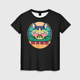 Женская футболка 3D с принтом BEST CAT в Тюмени, 100% полиэфир ( синтетическое хлопкоподобное полотно) | прямой крой, круглый вырез горловины, длина до линии бедер | cat | cats | cosmos | kitten | mem | memes | rose | roses | глаза | глазки | еда | киска | космос | кот | котёнок | котик | котики | котэ | котята | кошак | кошка | кошки | красивая | мем | мемчики | милая | прикольная | розы