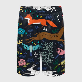 Детские спортивные шорты 3D с принтом Звери и Природа в Тюмени,  100% полиэстер
 | пояс оформлен широкой мягкой резинкой, ткань тянется
 | зайка | заяц | зверь | лес | лис | лиса | лисица | лисонька | олень | природа | птица | рога | рыжая | хищник | цветы