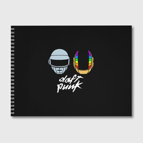 Альбом для рисования с принтом Daft Punk в Тюмени, 100% бумага
 | матовая бумага, плотность 200 мг. | daft punk | дафт панк | дафт панк арт | дафт панк шлемы | электронная музыка