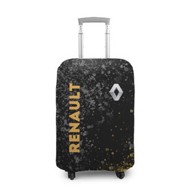 Чехол для чемодана 3D с принтом Renault Брызги в Тюмени, 86% полиэфир, 14% спандекс | двустороннее нанесение принта, прорези для ручек и колес | line | renault | reno | yellow | брызги | дорога | желтая | лайв | лайн | лайф | линия | пассион | полоса | разметка | рено | фор