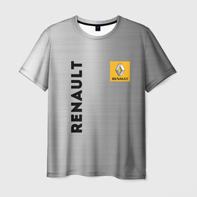 Мужская футболка 3D с принтом Renault Сталь в Тюмени, 100% полиэфир | прямой крой, круглый вырез горловины, длина до линии бедер | line | renault | reno | yellow | дорога | желтая | лайв | лайн | лайф | линия | пассион | полоса | разметка | рено | сталь | фор