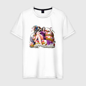 Мужская футболка хлопок с принтом Боа Хэнкок в Тюмени, 100% хлопок | прямой крой, круглый вырез горловины, длина до линии бедер, слегка спущенное плечо. | anime | boa hancock | kawaii | manga | one piece | waifu | аниме | боа хэнкок | вайфу | кавай | манга