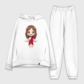 Женский костюм хлопок Oversize с принтом Иисус чиби в Тюмени,  |  | chibi | jesus | духовность | иисус | религия | чиби