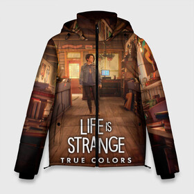 Мужская зимняя куртка 3D с принтом Life Is Strange True Colors в Тюмени, верх — 100% полиэстер; подкладка — 100% полиэстер; утеплитель — 100% полиэстер | длина ниже бедра, свободный силуэт Оверсайз. Есть воротник-стойка, отстегивающийся капюшон и ветрозащитная планка. 

Боковые карманы с листочкой на кнопках и внутренний карман на молнии. | Тематика изображения на принте: art | colors | game | is | life | strange | true | арт | жизнь | игра | краска | настоящий | странная | цвет | штука