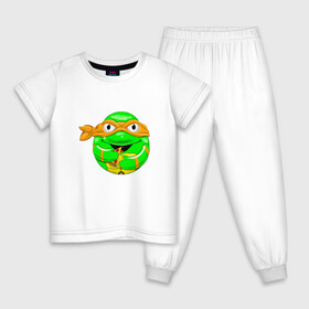 Детская пижама хлопок с принтом Микеланджело с пиццей в Тюмени, 100% хлопок |  брюки и футболка прямого кроя, без карманов, на брюках мягкая резинка на поясе и по низу штанин
 | Тематика изображения на принте: donatello | leonardo | michelangelo | ninja | pizza | raphael | turtles | донателло | животные | карате | комикс | комиксы | леонардо | микеланджело | мультфильм | мутант | мутанты | ниндзя | пицца | рафаэль | сплинтер | супергерой