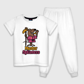 Детская пижама хлопок с принтом Мастер Сплинтер в Тюмени, 100% хлопок |  брюки и футболка прямого кроя, без карманов, на брюках мягкая резинка на поясе и по низу штанин
 | Тематика изображения на принте: donatello | leonardo | michelangelo | ninja | pizza | raphael | turtles | донателло | животные | карате | комикс | комиксы | леонардо | микеланджело | мультфильм | мутант | мутанты | ниндзя | пицца | рафаэль | сплинтер | супергерой