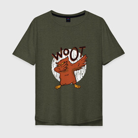 Мужская футболка хлопок Oversize с принтом Dabbing Owl в Тюмени, 100% хлопок | свободный крой, круглый ворот, “спинка” длиннее передней части | dab | dance | dancing | quote | retro | vintage | woot | words | английский язык | винтаж | вут | даб | даббинг | дэб | дэббинг | круг | надпись | ретро эффект | рисунок совы | слово | сова | совенок | совушка | танец | танцует