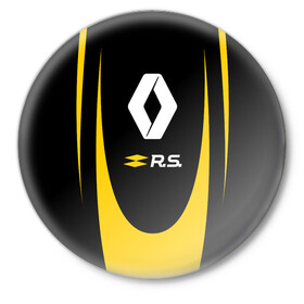 Значок с принтом RENAULT SPORT в Тюмени,  металл | круглая форма, металлическая застежка в виде булавки | auto | car | france | life | logan | megane | renault | sandero | sport | автомобиль | водителям | логан | логотип | машина | рено | сандеро | франция