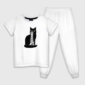 Детская пижама хлопок с принтом КотоМордор в Тюмени, 100% хлопок |  брюки и футболка прямого кроя, без карманов, на брюках мягкая резинка на поясе и по низу штанин
 | cat | башня | властелин колец | киса | кот | котенок | котэ | кошка | мордор | фильм | черный