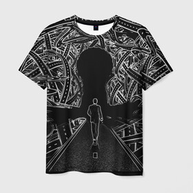 Мужская футболка 3D с принтом Дорога в некуда в Тюмени, 100% полиэфир | прямой крой, круглый вырез горловины, длина до линии бедер | black and white | дорога | поиск пути | философия