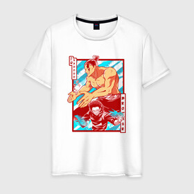 Мужская футболка хлопок с принтом МАГИЧЕСКАЯ БИТВА SUKUNA в Тюмени, 100% хлопок | прямой крой, круглый вырез горловины, длина до линии бедер, слегка спущенное плечо. | anime | japan | japanese | jujutsu | jujutsu kaisen | kaisen | sukuna | аниме | двуликий призрак | иероглифы | инумаки | итадори | итадори юдзи | магическая битва | нобара | панда | рёмен | рёмен сукуна | сатору | сукуна | юдзи