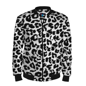 Мужской бомбер 3D с принтом Снежный Барс в Тюмени, 100% полиэстер | застегивается на молнию, по бокам два кармана без застежек, по низу бомбера и на воротнике - эластичная резинка | Тематика изображения на принте: cheetah | leopard | wool | барс | леопард