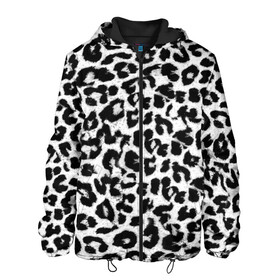 Мужская куртка 3D с принтом Снежный Барс в Тюмени, ткань верха — 100% полиэстер, подклад — флис | прямой крой, подол и капюшон оформлены резинкой с фиксаторами, два кармана без застежек по бокам, один большой потайной карман на груди. Карман на груди застегивается на липучку | cheetah | leopard | wool | барс | леопард