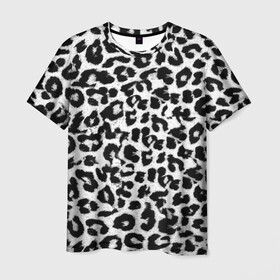 Мужская футболка 3D с принтом Снежный Барс в Тюмени, 100% полиэфир | прямой крой, круглый вырез горловины, длина до линии бедер | Тематика изображения на принте: cheetah | leopard | wool | барс | леопард