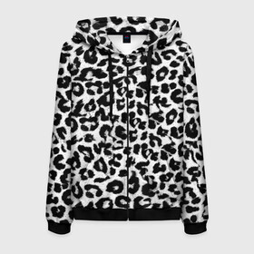 Мужская толстовка 3D на молнии с принтом Снежный Барс в Тюмени, 100% полиэстер | длина до линии бедра, манжеты и пояс оформлены мягкой тканевой резинкой, двухслойный капюшон со шнурком для регулировки, спереди молния, по бокам два кармана | Тематика изображения на принте: cheetah | leopard | wool | барс | леопард