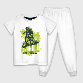 Детская пижама хлопок с принтом Downhill в Тюмени, 100% хлопок |  брюки и футболка прямого кроя, без карманов, на брюках мягкая резинка на поясе и по низу штанин
 | art | bicycle | cyclist | downhill | extreme | sport | арт | велосипед | велосипедист | спорт | экстрим