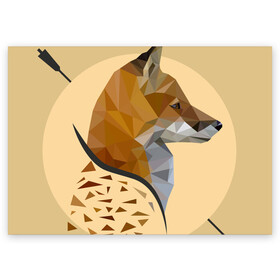 Поздравительная открытка с принтом Лиса в Тюмени, 100% бумага | плотность бумаги 280 г/м2, матовая, на обратной стороне линовка и место для марки
 | геометрический рисунок | голова животного | дикое животное | животное | лиса | рисунок