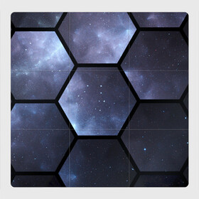 Магнитный плакат 3Х3 с принтом Неон в космосе в Тюмени, Полимерный материал с магнитным слоем | 9 деталей размером 9*9 см | Тематика изображения на принте: геометрия неона | неон | неоновая палитра | неоновая пятиугольная | неоновые звезды