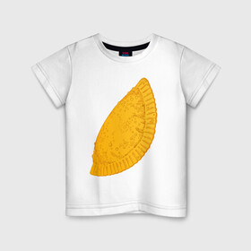 Детская футболка хлопок с принтом Сочный чебурек в Тюмени, 100% хлопок | круглый вырез горловины, полуприлегающий силуэт, длина до линии бедер | Тематика изображения на принте: бабрбук | байкал