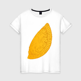 Женская футболка хлопок с принтом Сочный чебурек в Тюмени, 100% хлопок | прямой крой, круглый вырез горловины, длина до линии бедер, слегка спущенное плечо | Тематика изображения на принте: бабрбук | байкал