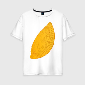 Женская футболка хлопок Oversize с принтом Сочный чебурек в Тюмени, 100% хлопок | свободный крой, круглый ворот, спущенный рукав, длина до линии бедер
 | бабрбук | байкал