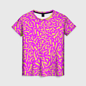 Женская футболка 3D с принтом Абстрактные узоры в Тюмени, 100% полиэфир ( синтетическое хлопкоподобное полотно) | прямой крой, круглый вырез горловины, длина до линии бедер | abstract | military | neon | pattern | pink | purple | texture | абстракция | бактерии | волны | восточные | гламур | желтые узоры | камуфляж | кудрявые | милитари | нежные | неоновые | орнамент | паттерн | пятна | резьба