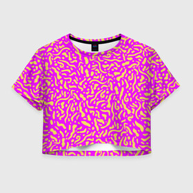 Женская футболка Crop-top 3D с принтом Абстрактные узоры в Тюмени, 100% полиэстер | круглая горловина, длина футболки до линии талии, рукава с отворотами | abstract | military | neon | pattern | pink | purple | texture | абстракция | бактерии | волны | восточные | гламур | желтые узоры | камуфляж | кудрявые | милитари | нежные | неоновые | орнамент | паттерн | пятна | резьба