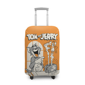 Чехол для чемодана 3D с принтом Том и Джерри в Тюмени, 86% полиэфир, 14% спандекс | двустороннее нанесение принта, прорези для ручек и колес | tom  jerry | tom and jerry | vdzabma | джерри | том | том  джерри | том и джерри
