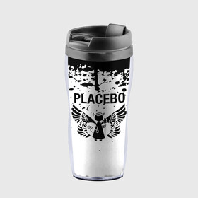 Термокружка-непроливайка с принтом placebo в Тюмени, внутренняя часть — пищевой пластик, наружная часть — прозрачный пластик, между ними — полиграфическая вставка с рисунком | объем — 350 мл, герметичная крышка | Тематика изображения на принте: black eyed | black market music | every you every me | nancy boy | placebo | placebo interview | placebo live | placebo nancy | pure morning | running up that hill | special k | taste in men | where is my mind | without you i’m nothing