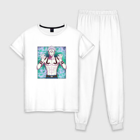 Женская пижама хлопок с принтом МАГИЧЕСКАЯ БИТВА | SUKUNA в Тюмени, 100% хлопок | брюки и футболка прямого кроя, без карманов, на брюках мягкая резинка на поясе и по низу штанин | anime | japan | japanese | jujutsu | jujutsu kaisen | kaisen | sukuna | аниме | двуликий призрак | иероглифы | инумаки | итадори | итадори юдзи | магическая битва | нобара | панда | рёмен | рёмен сукуна | сатору | сукуна | юдзи