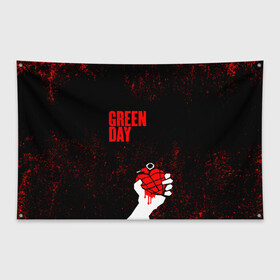 Флаг-баннер с принтом green day в Тюмени, 100% полиэстер | размер 67 х 109 см, плотность ткани — 95 г/м2; по краям флага есть четыре люверса для крепления | american idiot | boulevard of broke | day | green | green day | green day hits | green day lyrics | green day mix | green day music video | green day official | green day songs | green day videos | greenday | music | music video | official | warner record