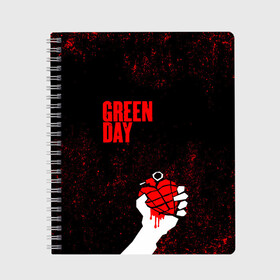 Тетрадь с принтом green day в Тюмени, 100% бумага | 48 листов, плотность листов — 60 г/м2, плотность картонной обложки — 250 г/м2. Листы скреплены сбоку удобной пружинной спиралью. Уголки страниц и обложки скругленные. Цвет линий — светло-серый
 | Тематика изображения на принте: american idiot | boulevard of broke | day | green | green day | green day hits | green day lyrics | green day mix | green day music video | green day official | green day songs | green day videos | greenday | music | music video | official | warner record