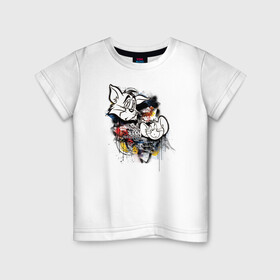Детская футболка хлопок с принтом Tom & Jerry в Тюмени, 100% хлопок | круглый вырез горловины, полуприлегающий силуэт, длина до линии бедер | tom  jerry | tom and jerry | vdzabma | джерри | том | том  джерри | том и джерри