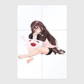 Магнитный плакат 2Х3 с принтом Отдыхающая Ху Тао в Тюмени, Полимерный материал с магнитным слоем | 6 деталей размером 9*9 см | арт | милая девушка | отдых | привидение | призрак | рисунок | ху тао