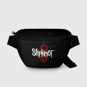 Поясная сумка 3D с принтом Slipknot Надпись в Тюмени, 100% полиэстер | плотная ткань, ремень с регулируемой длиной, внутри несколько карманов для мелочей, основное отделение и карман с обратной стороны сумки застегиваются на молнию | metal | music | rock | slipknot | логотип | металл | музыка | надпись | пентаграмма | рок | слипкнот | узор | цифры