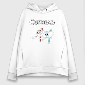 Женское худи Oversize хлопок с принтом Cuphead в Тюмени, френч-терри — 70% хлопок, 30% полиэстер. Мягкий теплый начес внутри —100% хлопок | боковые карманы, эластичные манжеты и нижняя кромка, капюшон на магнитной кнопке | cuphead | tdcuphd | горит пукан | двое | игры | невозможно пройти. | чашки головы | чашкоголовые