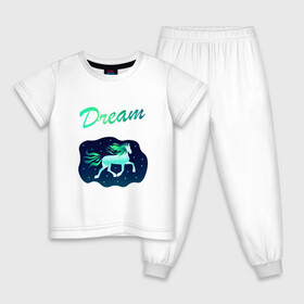 Детская пижама хлопок с принтом Dream в Тюмени, 100% хлопок |  брюки и футболка прямого кроя, без карманов, на брюках мягкая резинка на поясе и по низу штанин
 | грива | звезды | лошадь | мечта | небо | пони | сказка | сон
