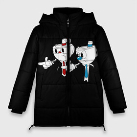 Женская зимняя куртка Oversize с принтом CUPHEAD PULP FICTION в Тюмени, верх — 100% полиэстер; подкладка — 100% полиэстер; утеплитель — 100% полиэстер | длина ниже бедра, силуэт Оверсайз. Есть воротник-стойка, отстегивающийся капюшон и ветрозащитная планка. 

Боковые карманы с листочкой на кнопках и внутренний карман на молнии | art | cartoon | cup | cuphead | devil | dice | fiction | game | king | mugman | pulp | the | арт | бос | босс | голова | демон | дьявол | игра | капхед | криминальное | магмен | мультик | мультфильм | платформер | чаша | чашка | человек | черт 