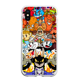 Чехол для iPhone XS Max матовый с принтом CUPHEAD в Тюмени, Силикон | Область печати: задняя сторона чехла, без боковых панелей | cuphead | cuphead  mugman | dont deal with the devil | mugman | все персонажи | игры | капхед | магмен | чашеголовый