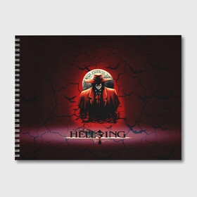 Альбом для рисования с принтом HELLSING SSS в Тюмени, 100% бумага
 | матовая бумага, плотность 200 мг. | Тематика изображения на принте: bats | cracked | hellsing film | hellsing lettering | hellsing print | helsing | red | van hellsing | ван хельсинг | красный | летучие мыши | надпись хельсинг | принт хельсинг | трещены | фильм хельсинг | хельсинг