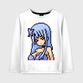 Детский лонгслив хлопок с принтом Pixel art anime girl в Тюмени, 100% хлопок | круглый вырез горловины, полуприлегающий силуэт, длина до линии бедер | anime | art | girl | manga | pixel | аниме | арт | девушка | манга | пиксель