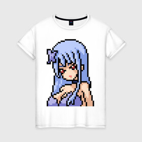 Женская футболка хлопок с принтом Pixel art anime girl в Тюмени, 100% хлопок | прямой крой, круглый вырез горловины, длина до линии бедер, слегка спущенное плечо | anime | art | girl | manga | pixel | аниме | арт | девушка | манга | пиксель