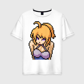Женская футболка хлопок Oversize с принтом Pixel art anime в Тюмени, 100% хлопок | свободный крой, круглый ворот, спущенный рукав, длина до линии бедер
 | anime | art | girl | manga | pixel | аниме | арт | девушка | манга | пиксель