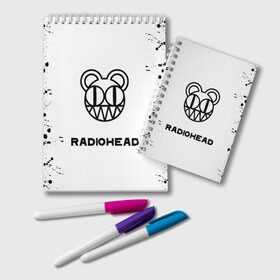 Блокнот с принтом radiohead в Тюмени, 100% бумага | 48 листов, плотность листов — 60 г/м2, плотность картонной обложки — 250 г/м2. Листы скреплены удобной пружинной спиралью. Цвет линий — светло-серый
 | colin greenwood | dead air space | ed o’brien | eob | greenwood brothers | jnny | jonny and thom | jonny greenwood | nigel godrich | phil selway | radio head | radiohead | selway | thm yrk | tom yorke | xl | xl recordings | джонни гринвуд | колин гринвуд 